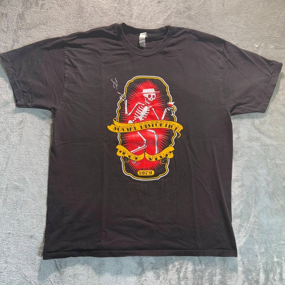 Social Distortion T-Shirt Size XL Black Band Graphic Tee Skull Rock